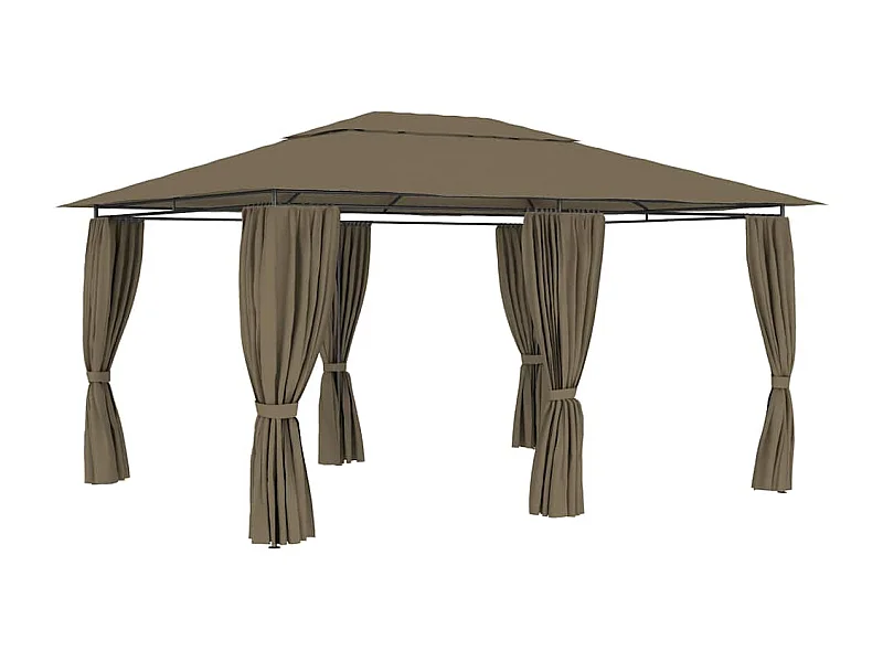 Chapiteau de jardin avec rideaux 4x3 m Taupe 180 g/m²