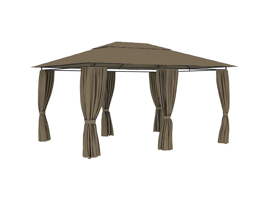 Chapiteau de jardin avec rideaux 4x3 m Taupe 180 g/m²