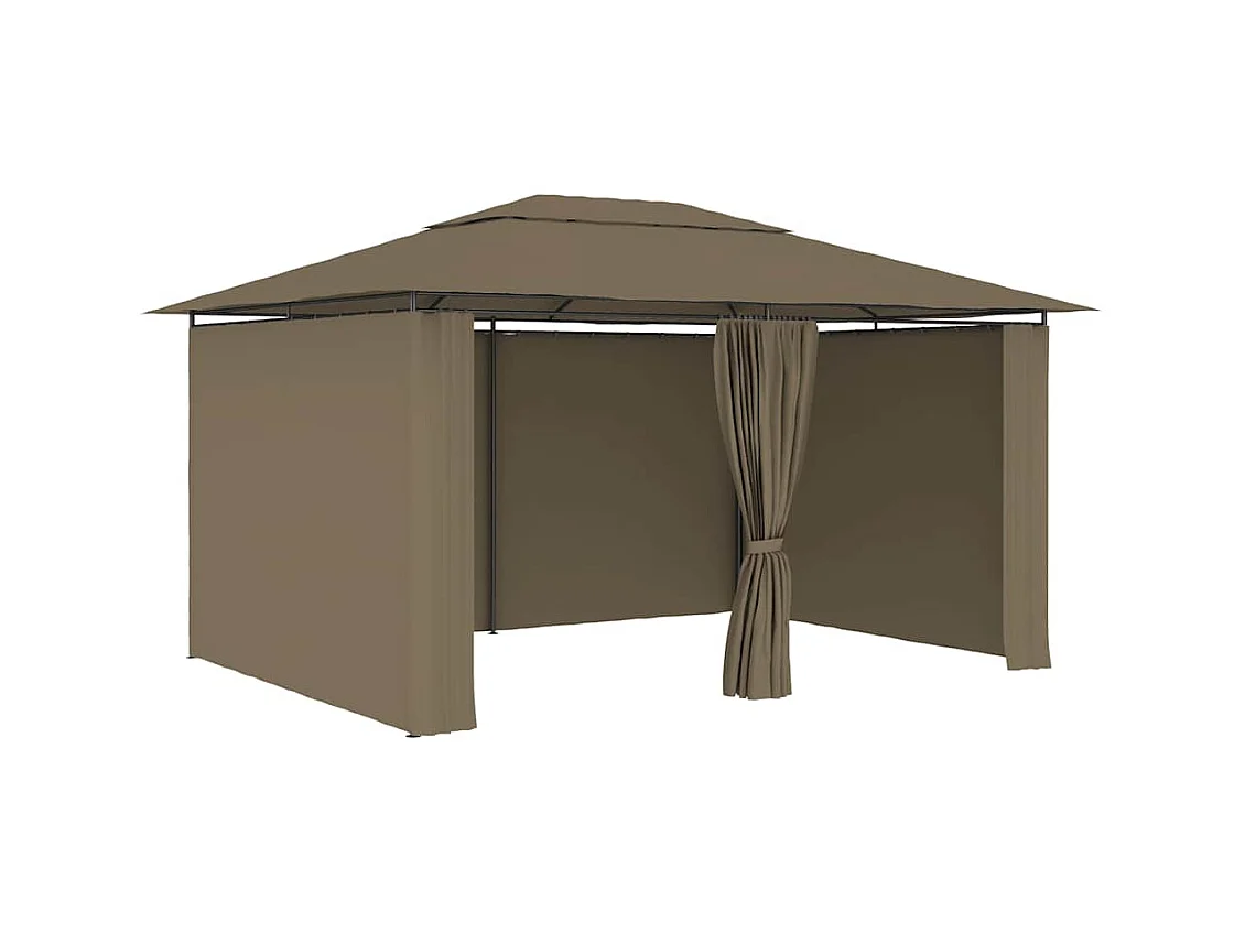 Chapiteau de jardin avec rideaux 4x3 m Taupe 180 g/m²