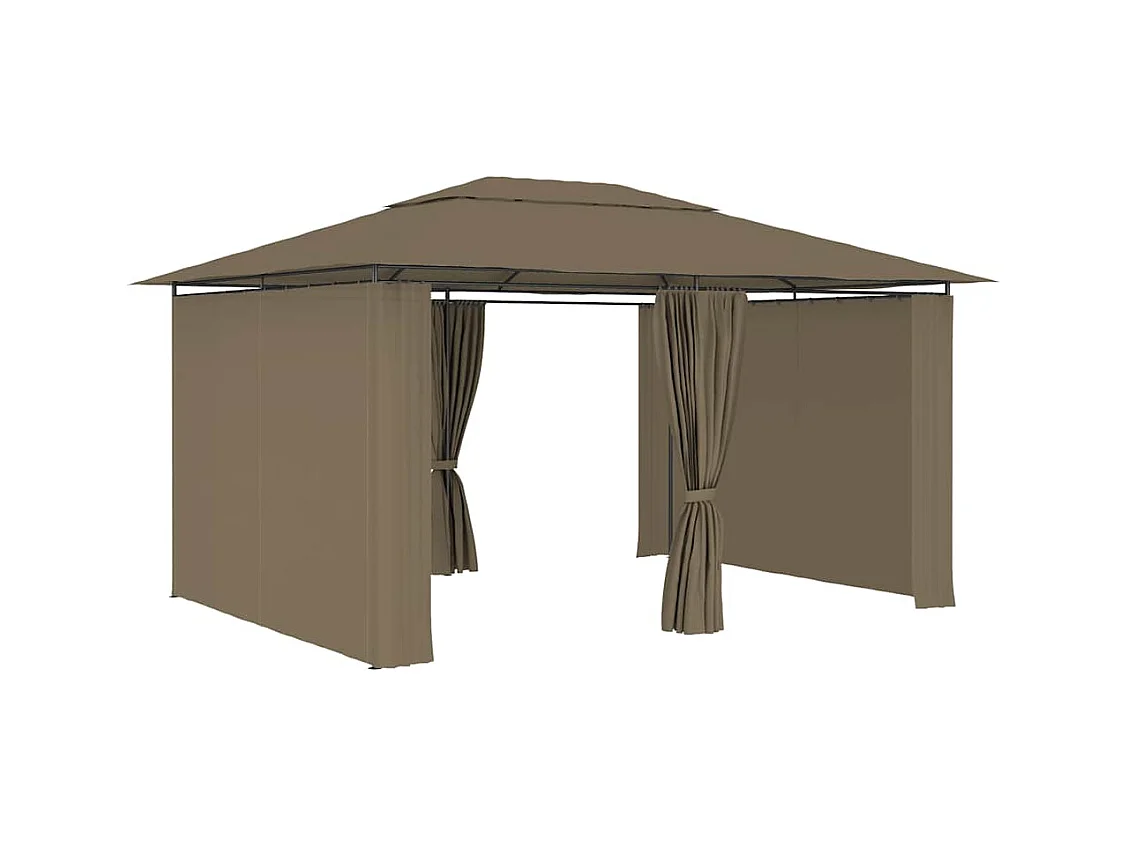 Chapiteau de jardin avec rideaux 4x3 m Taupe 180 g/m²