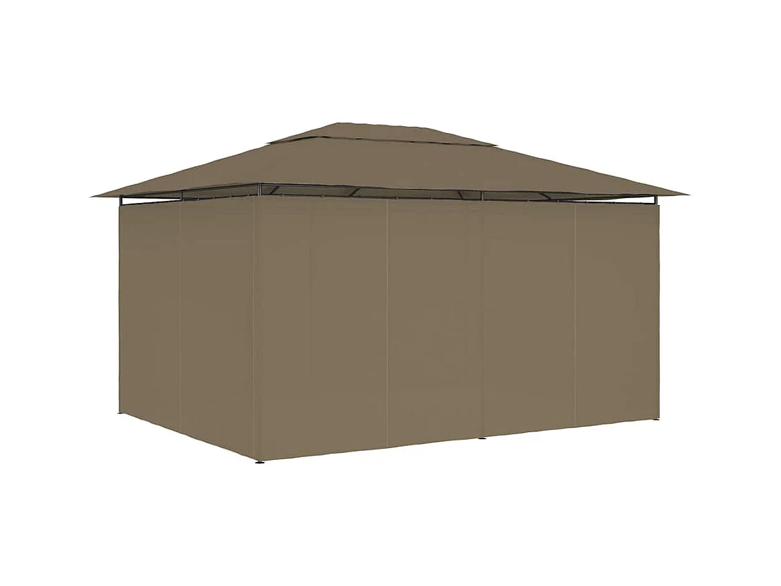 Chapiteau de jardin avec rideaux 4x3 m Taupe 180 g/m²