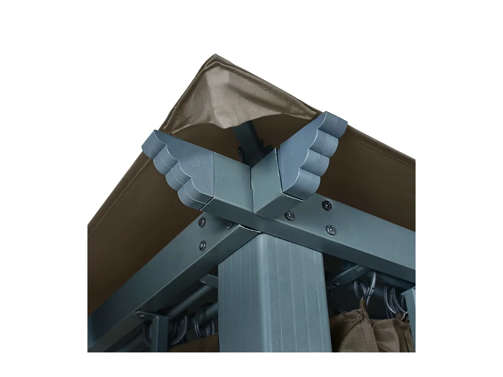 Gazebo con cortina y luces LED 3x3 m Aluminio Taupe