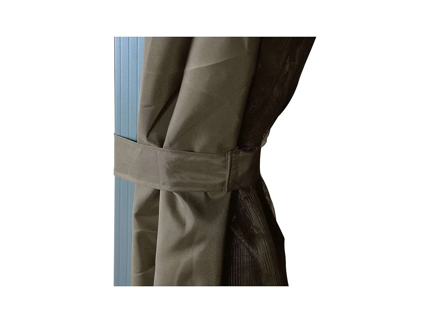 Gazebo con cortina y luces LED 3x3 m Aluminio Taupe