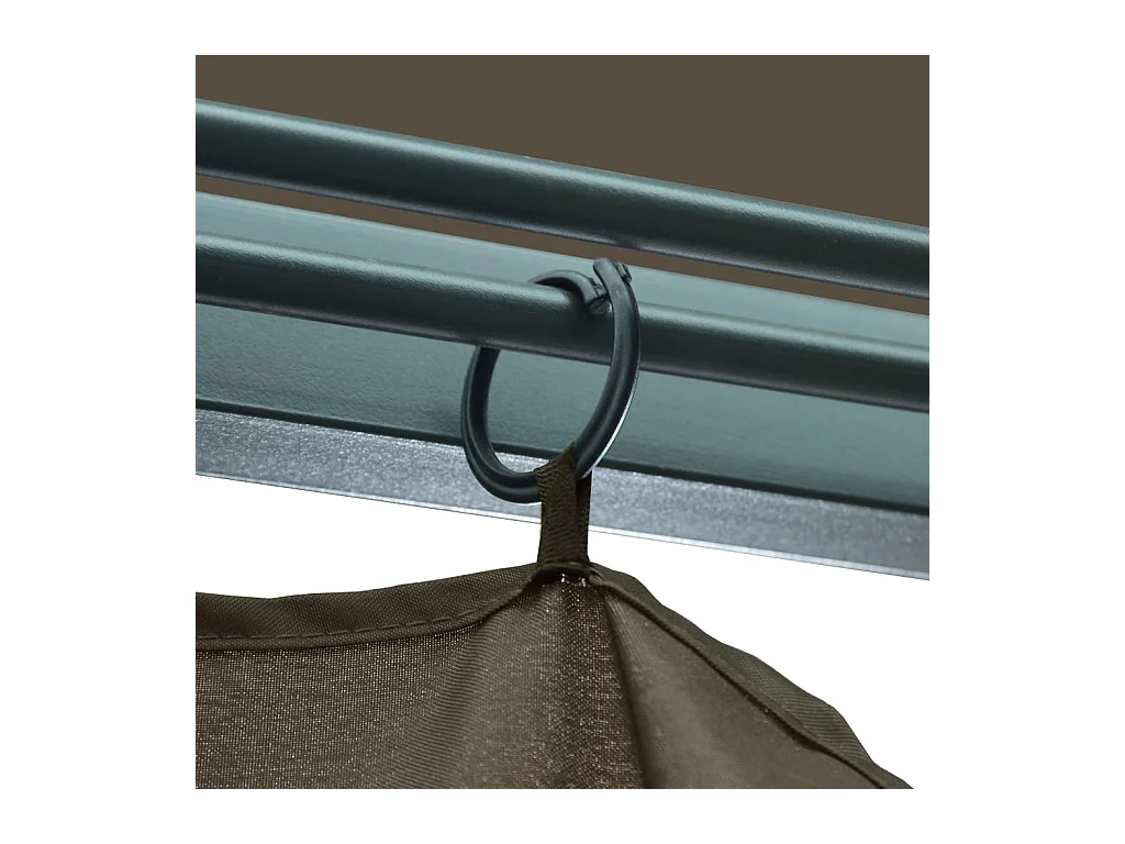 Gazebo con cortina y luces LED 3x3 m Aluminio Taupe