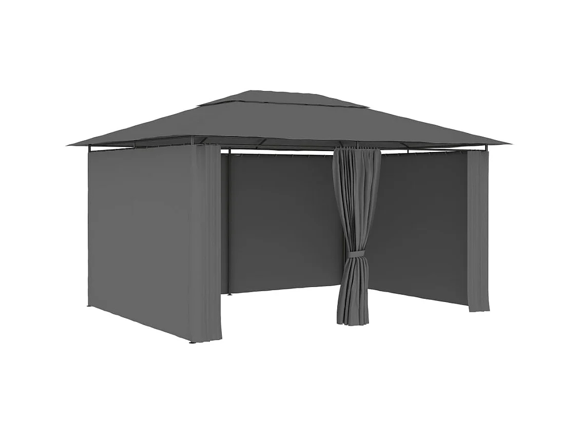 Cenador de jardín con cortinas 4 x 3 m Antracita
