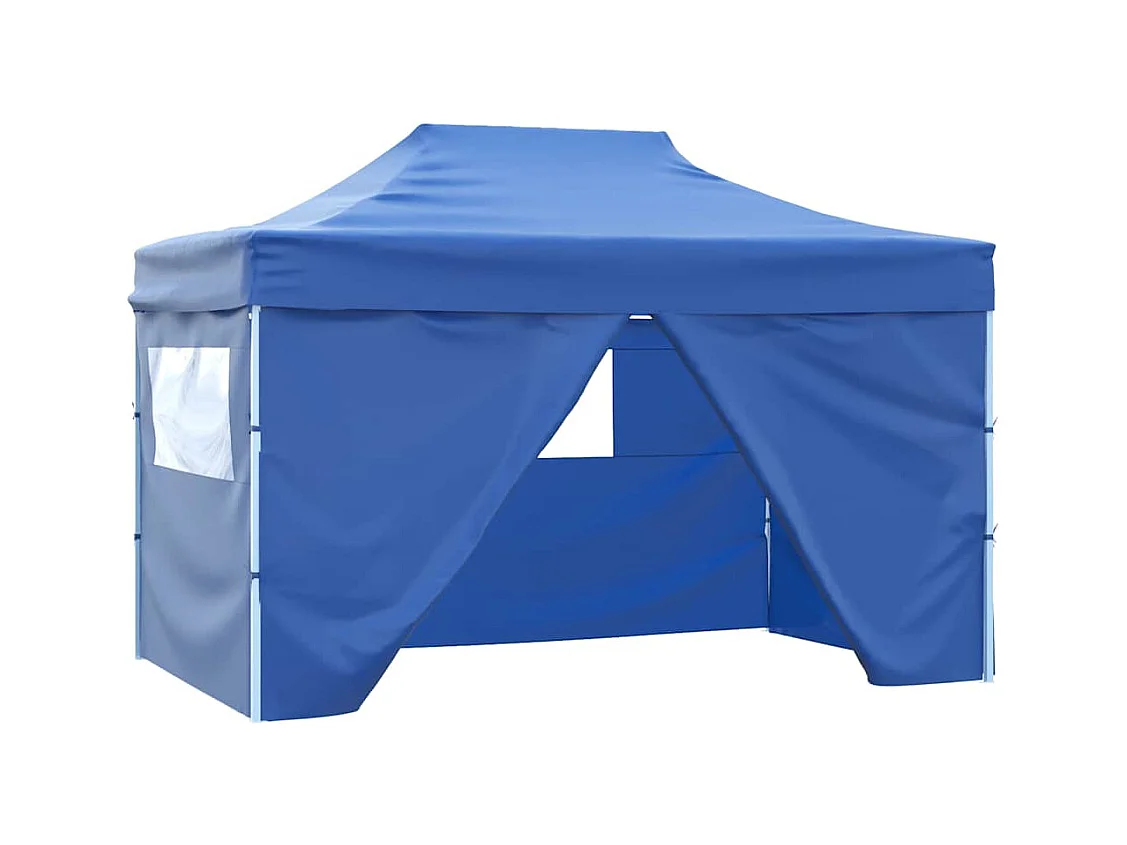 Carpa de recepción plegable de 4 paredes 3x4 m Azul Acero