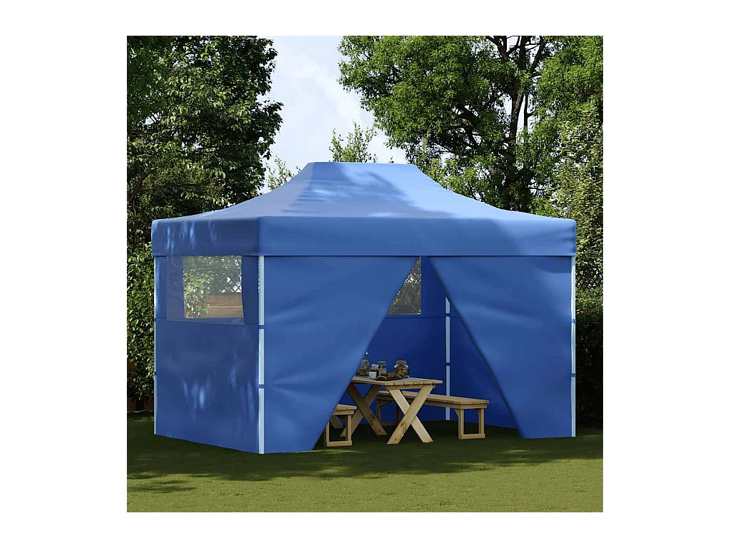Carpa de recepción plegable de 4 paredes 3x4 m Azul Acero
