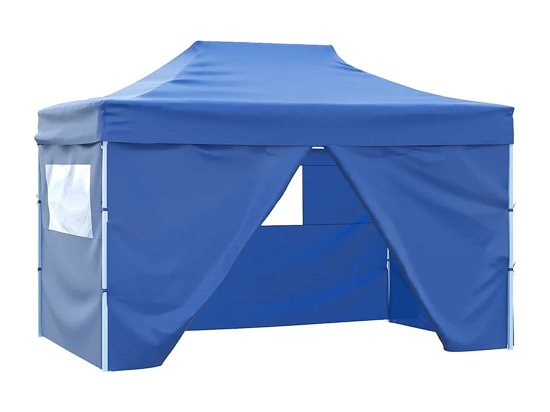 Tenda pieghevole per ricevimenti a 4 pareti 3x4 m Blu Acciaio