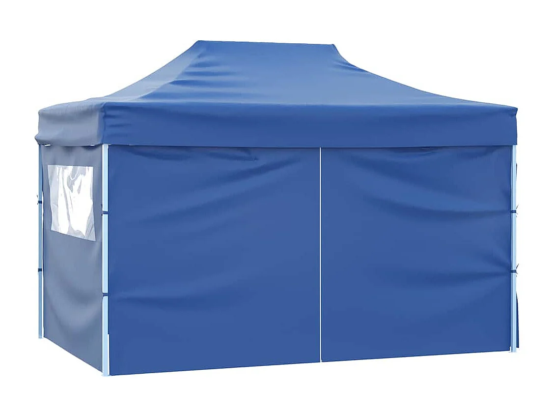 Tenda pieghevole per ricevimenti a 4 pareti 3x4 m Blu Acciaio