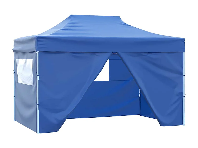 Carpa de recepción plegable de 4 paredes 3x4 m Azul Acero
