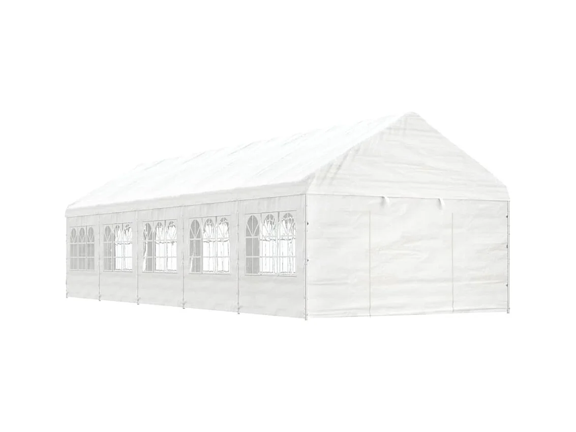 Gazebo con tetto bianco 11,15x4,08x3,22 m in polietilene
