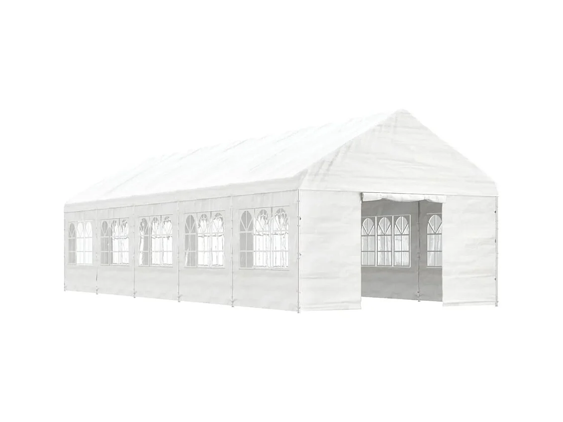 Gazebo con tetto bianco 11,15x4,08x3,22 m in polietilene