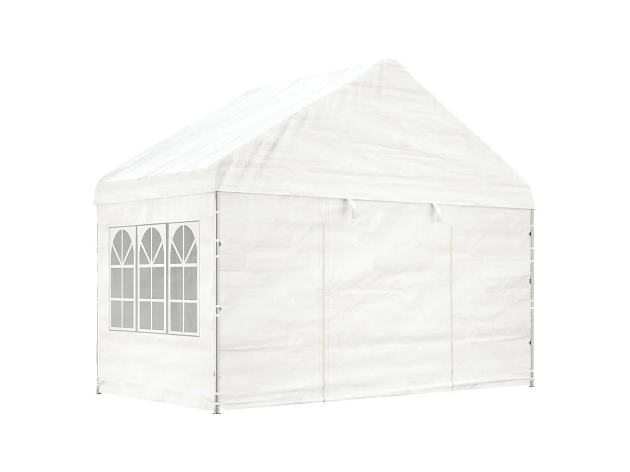 Gazebo con tetto bianco 11,15x4,08x3,22 m in polietilene