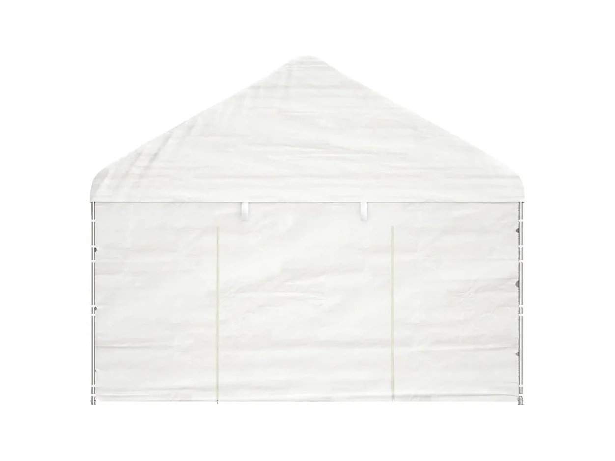 Gazebo con tetto bianco 11,15x4,08x3,22 m in polietilene