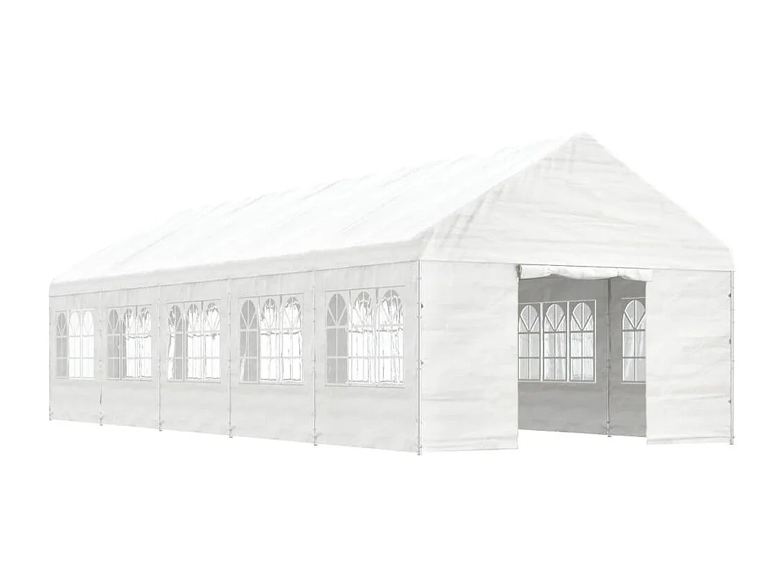 Gazebo con tetto bianco 11,15x4,08x3,22 m in polietilene