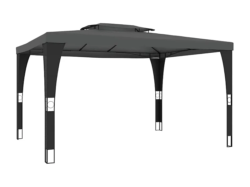 Gazebo doppio tetto antracite 3,98x2,98 m in acciaio