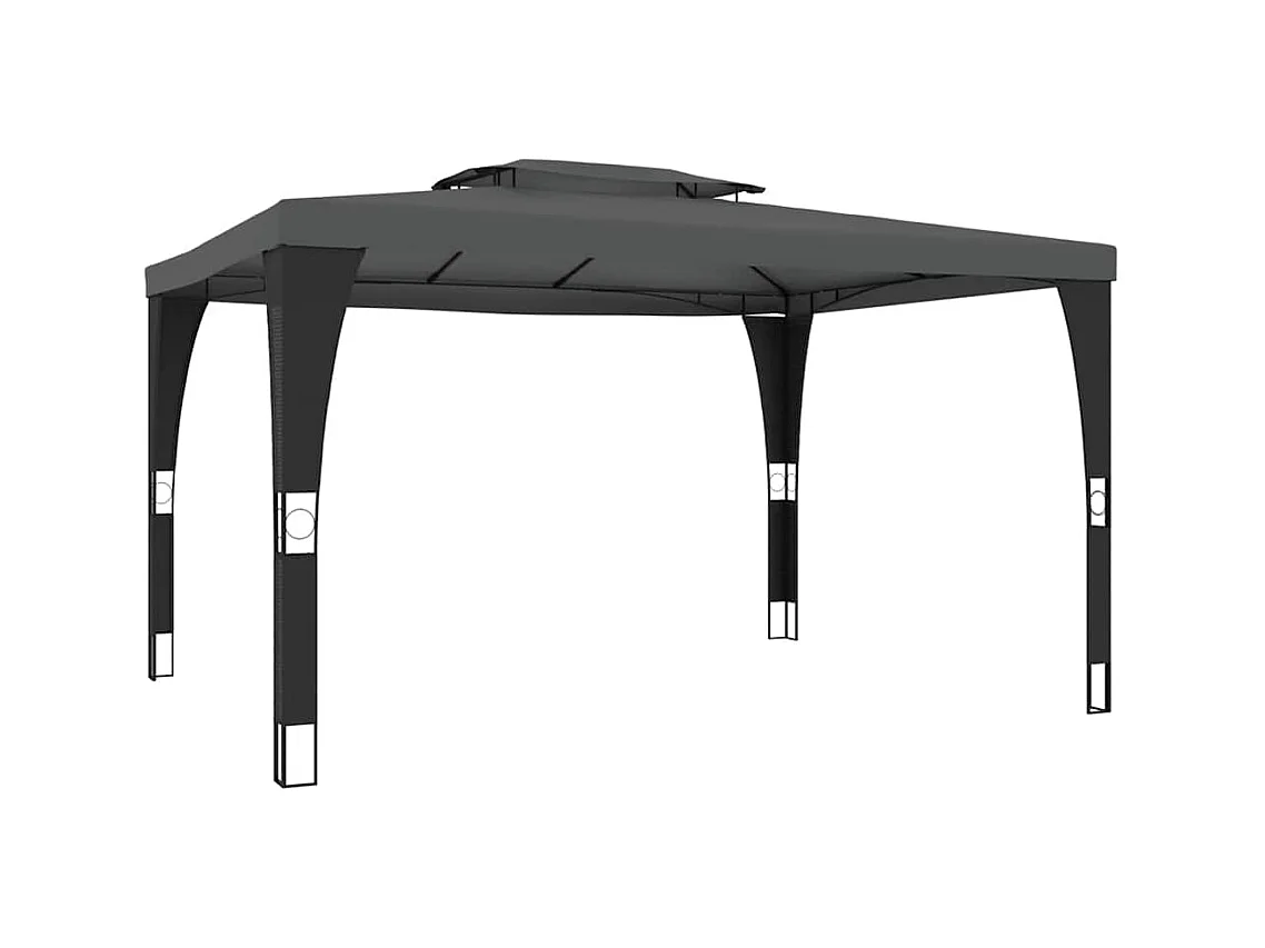 Gazebo doppio tetto antracite 3,98x2,98 m in acciaio