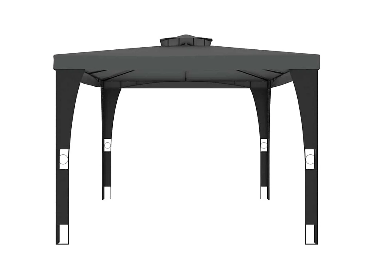 Gazebo doppio tetto antracite 3,98x2,98 m in acciaio