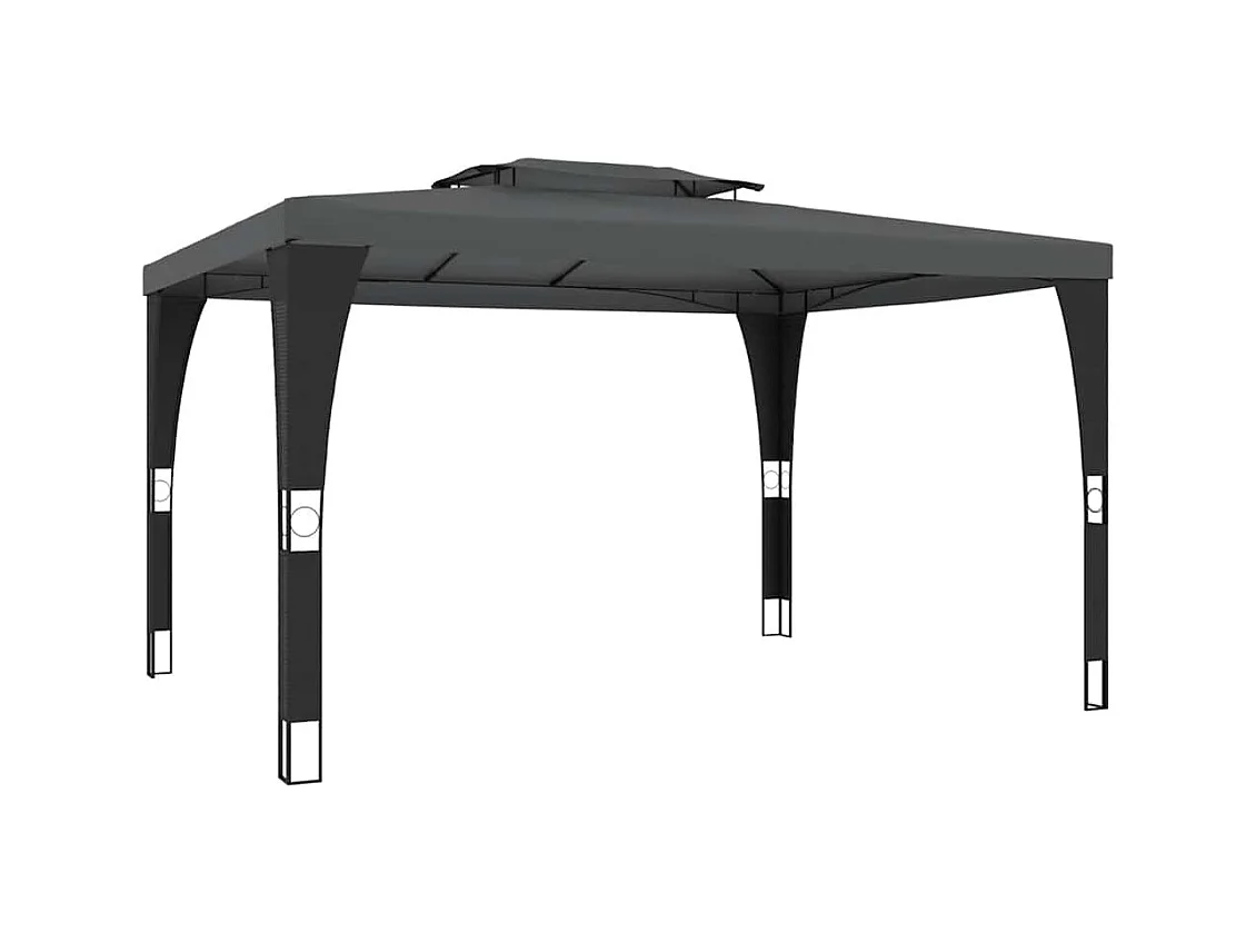 Gazebo doppio tetto antracite 3,98x2,98 m in acciaio