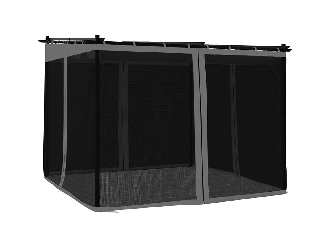 Pavillon mit anthrazitfarbenen Netzwänden 3x3 m Stahl