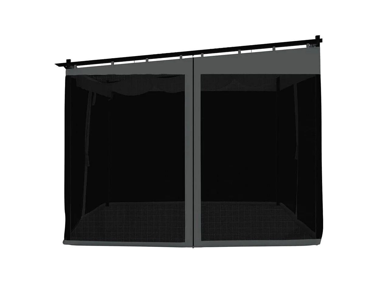 Pavillon mit anthrazitfarbenen Netzwänden 3x3 m Stahl