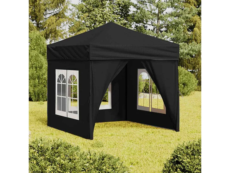 Opvouwbare ontvangsttent met wanden Zwart 2x2 m