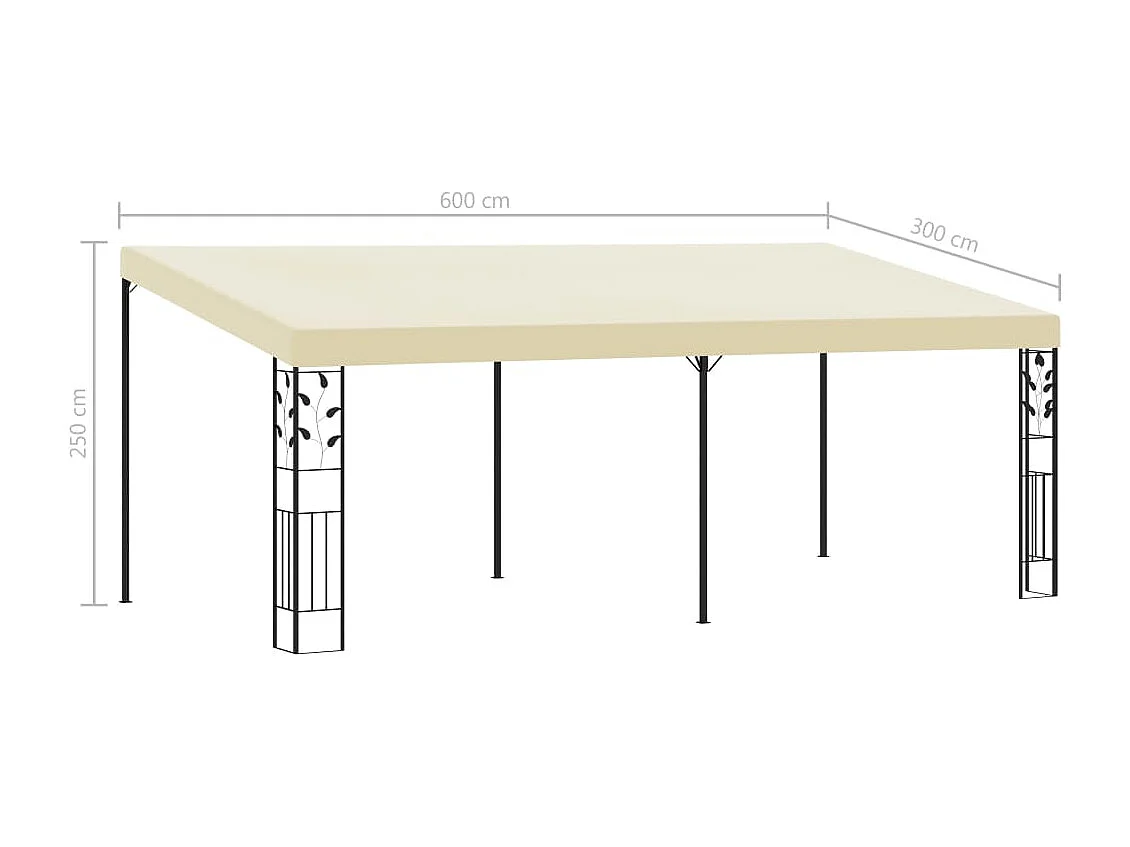 Gazebo a parete 6x3x2,5m Crema