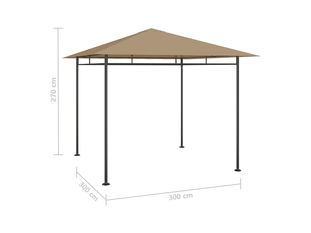 Belvedere 3x3x2,7 m Topo 180 g/m²