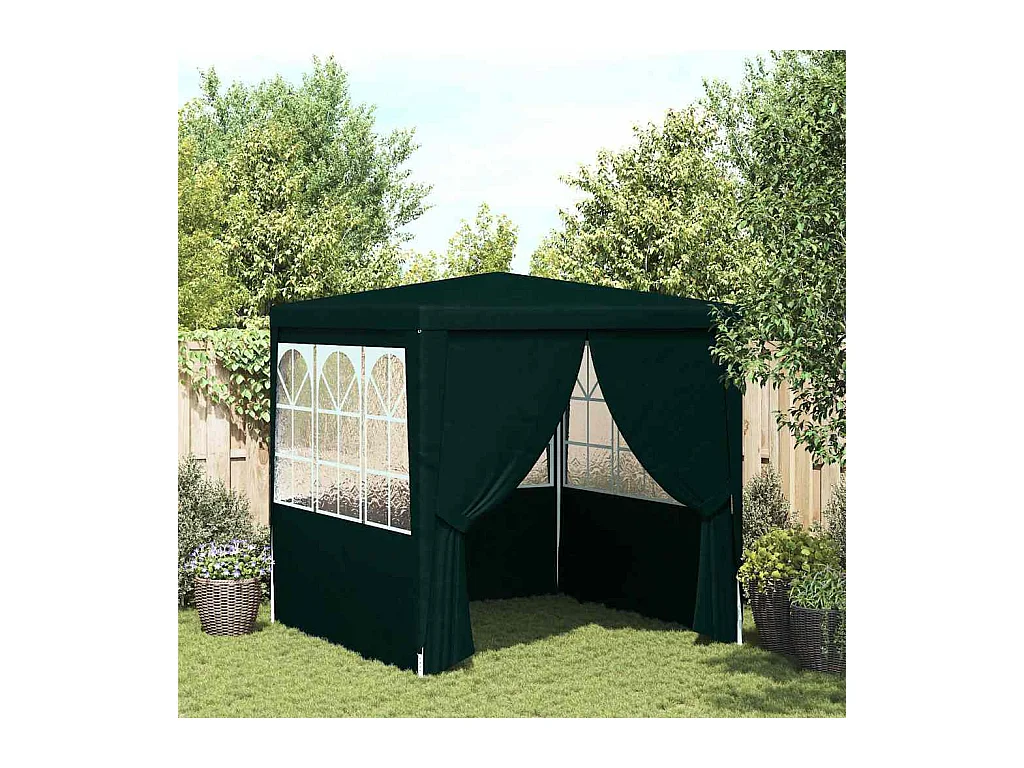 Carpa de recepción con paredes laterales 2x2 m Verde 90 g/m²