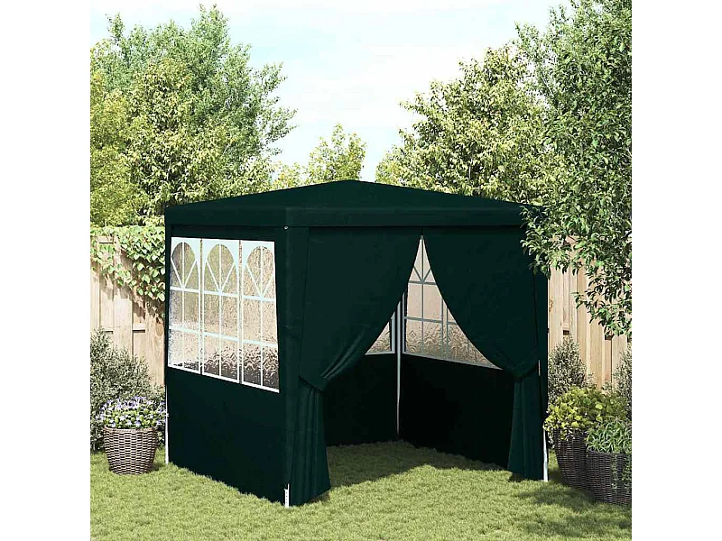 Tenda per ricevimenti con pareti laterali 2x2 m Verde 90 g/m²