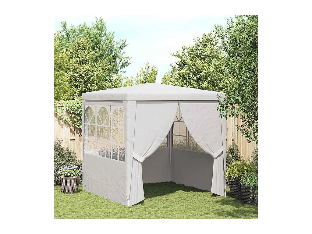 Carpa de recepción con paredes laterales 2x2 m Blanco 90 g/m²