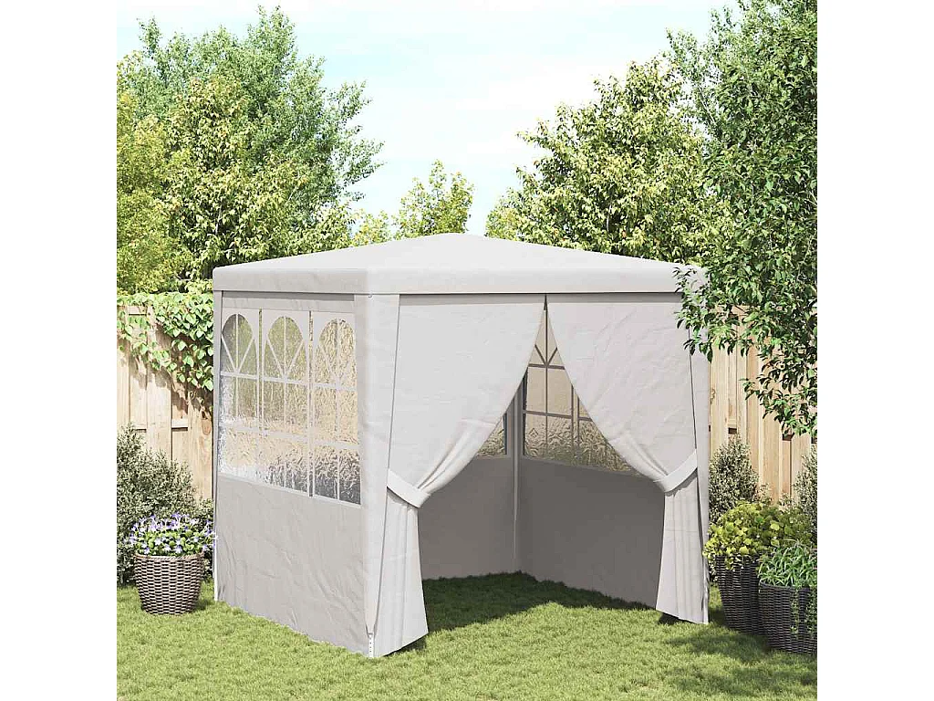 Tenda per ricevimenti con pareti laterali 2x2 m Bianco 90 g/m²