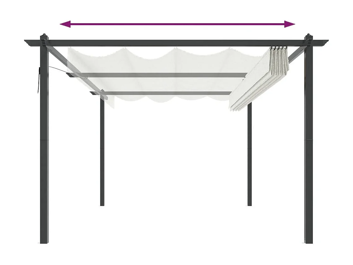 Gazebo da giardino con tetto retrattile 4x3 m Crema