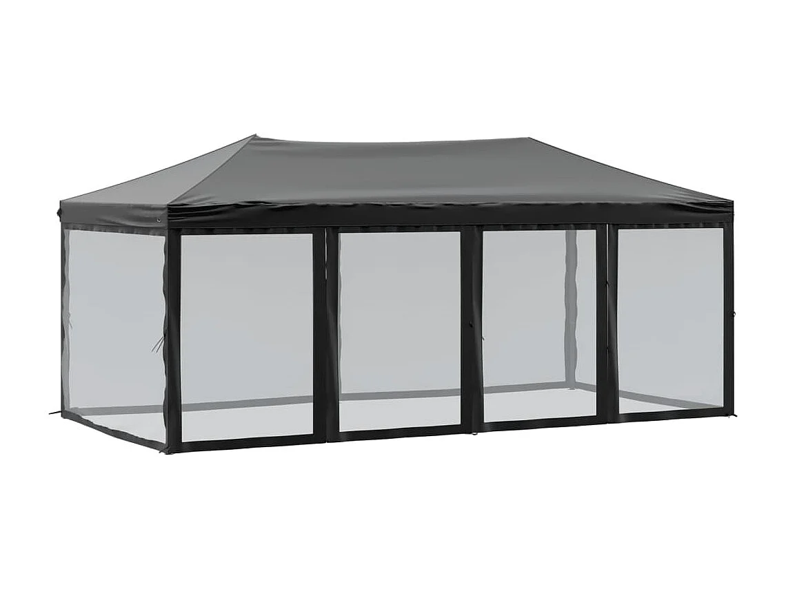 Tenda pieghevole per ricevimenti con pareti Nero 3x6 m