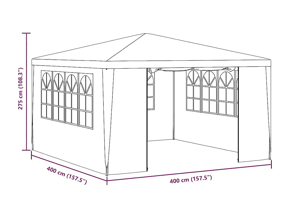 Carpa de recepción y paredes laterales 4x4 m Antracita 90 g/m²