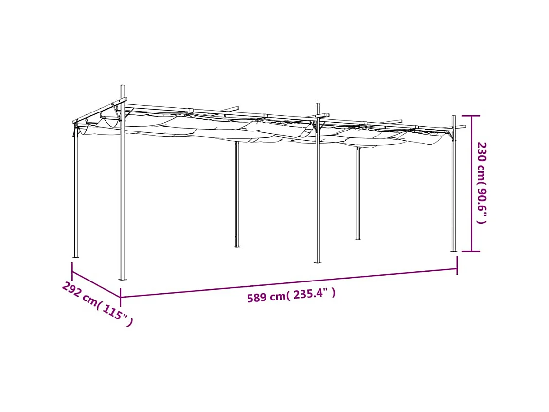 Pergola avec toit rétractable anthracite 589x292x230 cm