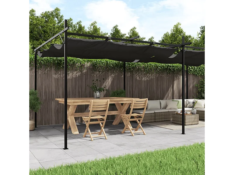 Pergola avec toit rétractable anthracite 589x292x230 cm