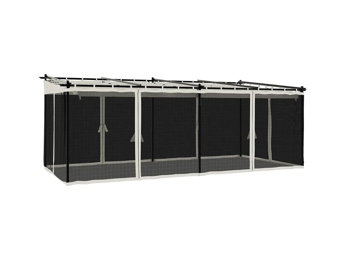 6x3 m cremefarbener Stahlgitterpavillon mit Wänden