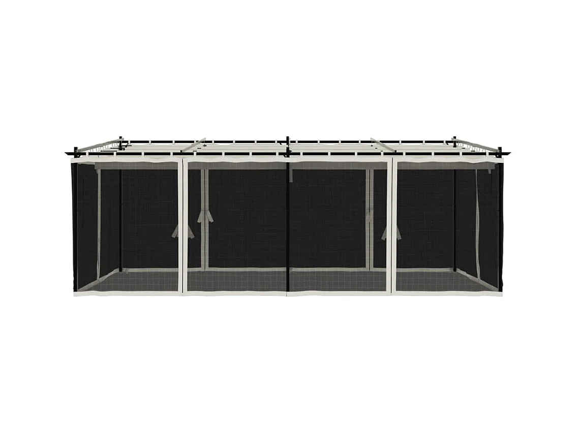 6x3 m cremefarbener Stahlgitterpavillon mit Wänden