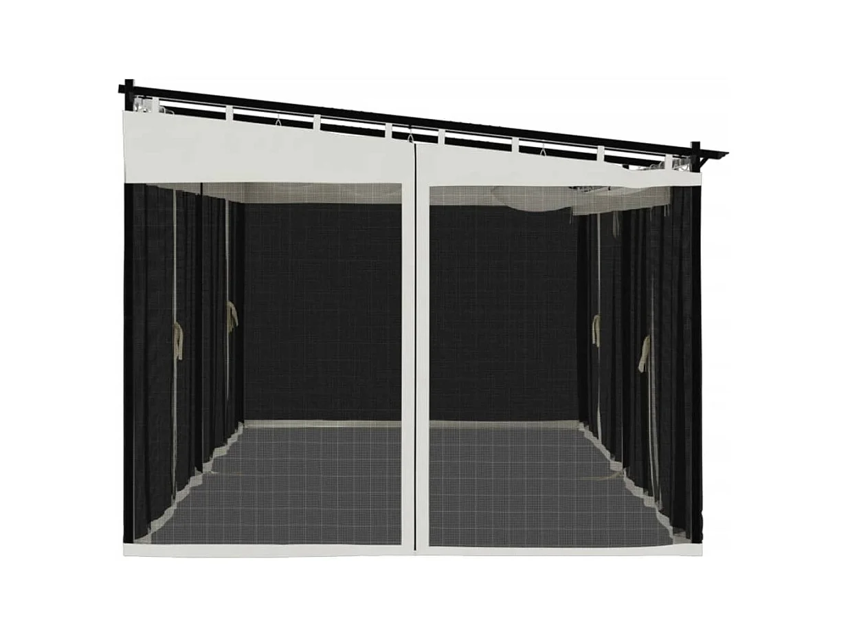 6x3 m cremefarbener Stahlgitterpavillon mit Wänden