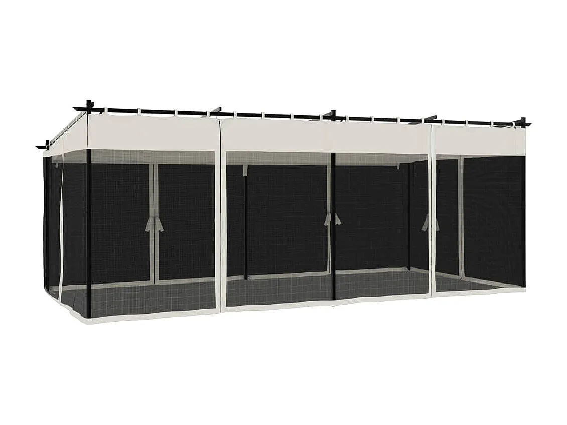 6x3 m cremefarbener Stahlgitterpavillon mit Wänden