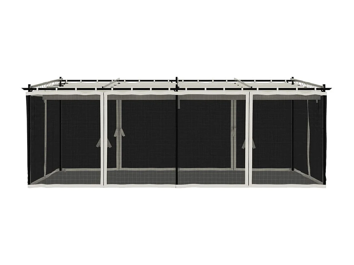 Gazebo in rete di acciaio color crema 6x3 m con pareti