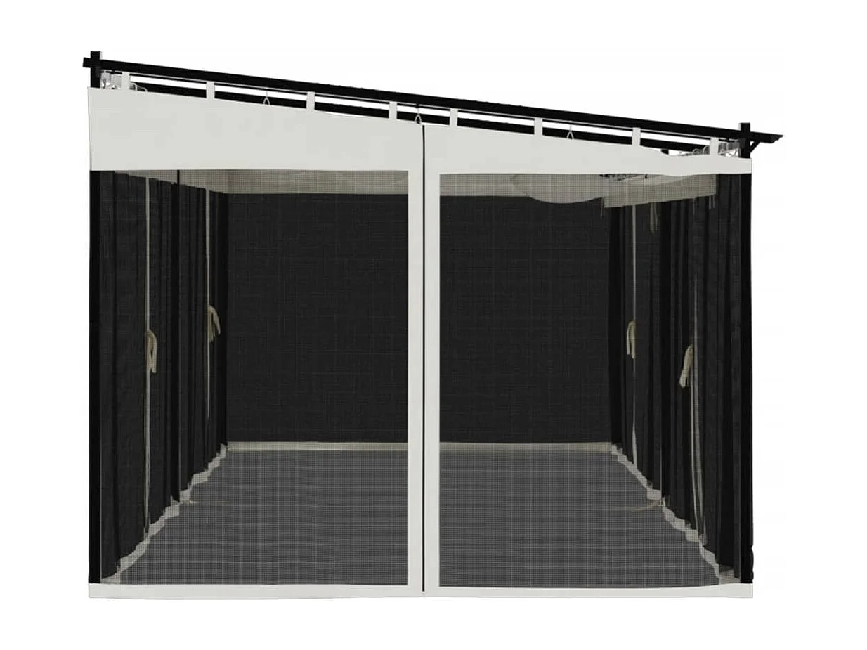 Gazebo in rete di acciaio color crema 6x3 m con pareti