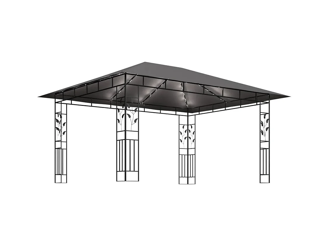 Cenador con mosquitera y luces LED 4x3x2,73m Antracita