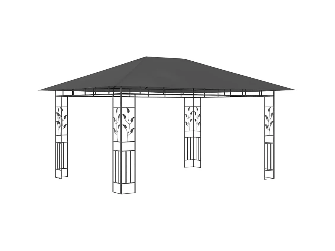 Cenador con mosquitera y luces LED 4x3x2,73m Antracita