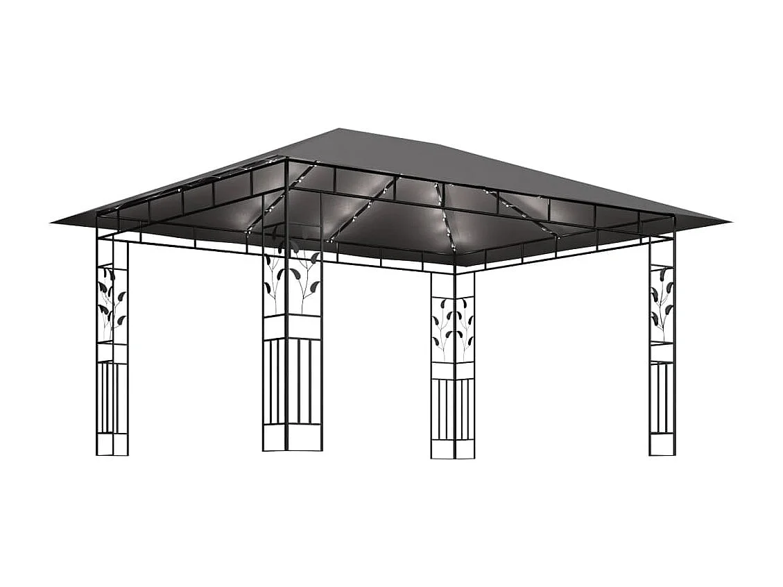 Gazebo con zanzariera e luci LED 4x3x2,73m Antracite