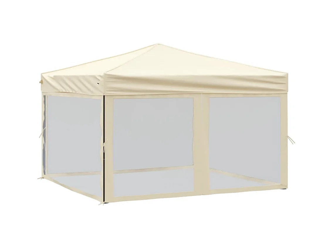 Carpa plegable para fiestas con paredes Crema 3x3 m