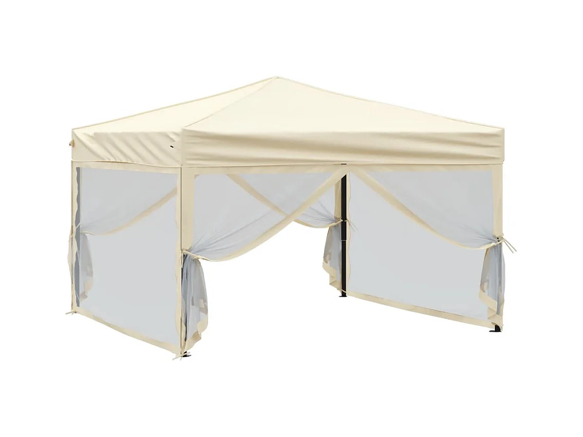 Carpa plegable para fiestas con paredes Crema 3x3 m