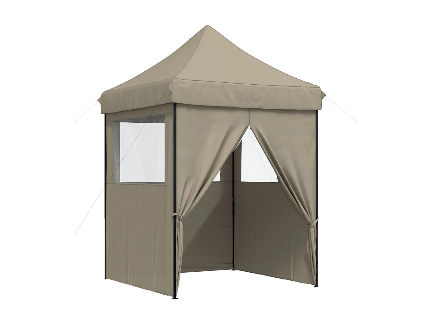 Carpa de recepción plegable retráctil con 4 paredes laterales en color topo