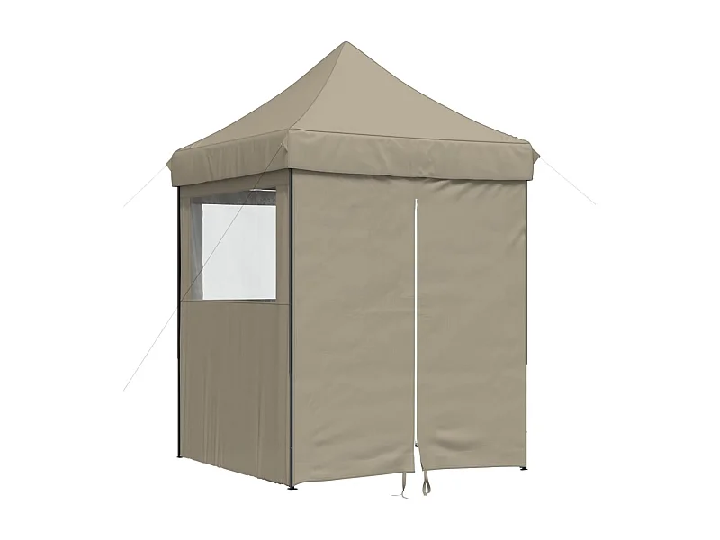 Carpa de recepción plegable retráctil con 4 paredes laterales en color topo